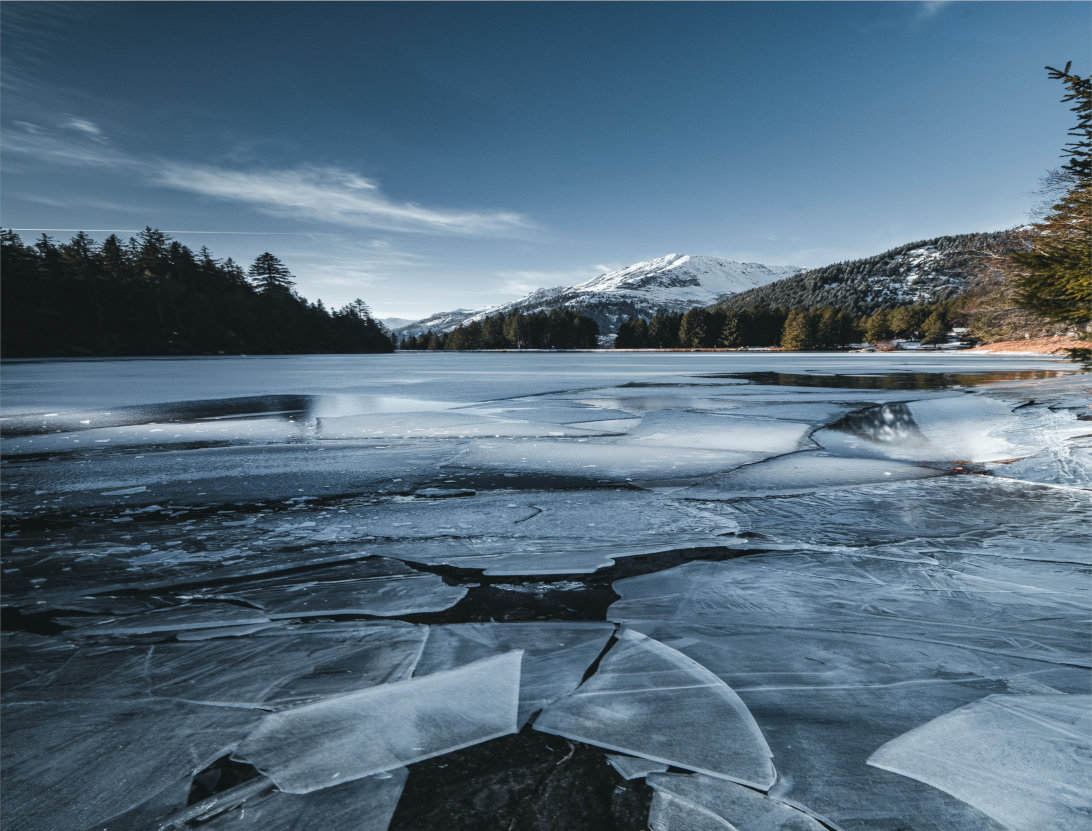 Slightly frozen lake